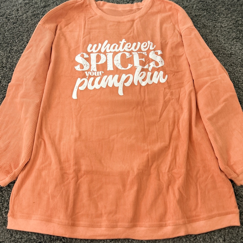 Cozy Orange Women's Crew Neck Whatever spices your Pumpkin Sweater Fall XL